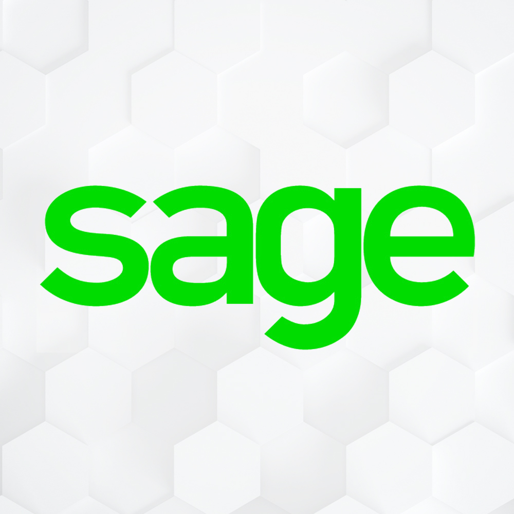 green sage text logo on a white hexagon background