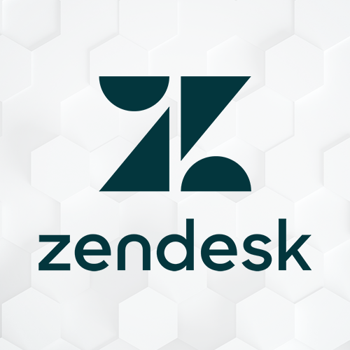 green Zendesk Logo and text on white hexagon background