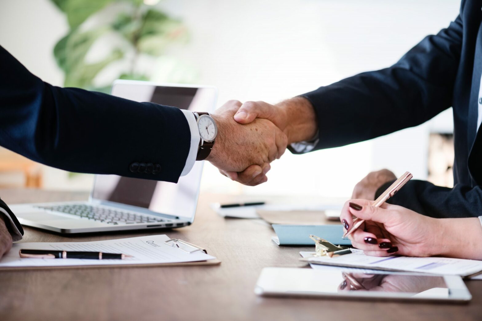 businessmen shaking hands in agreement