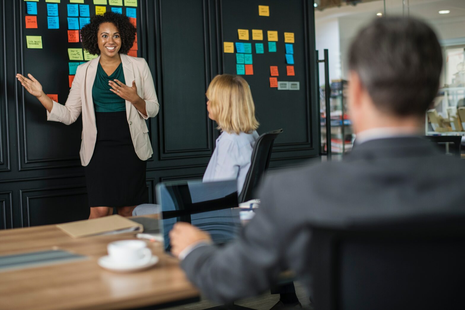 brainstorming session between two women