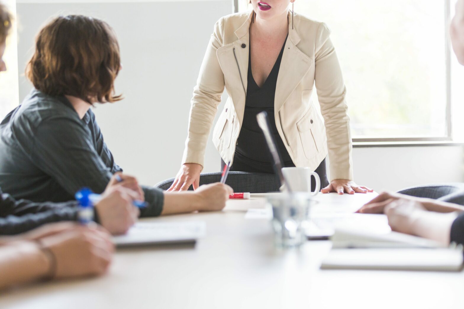 woman running a board meeting