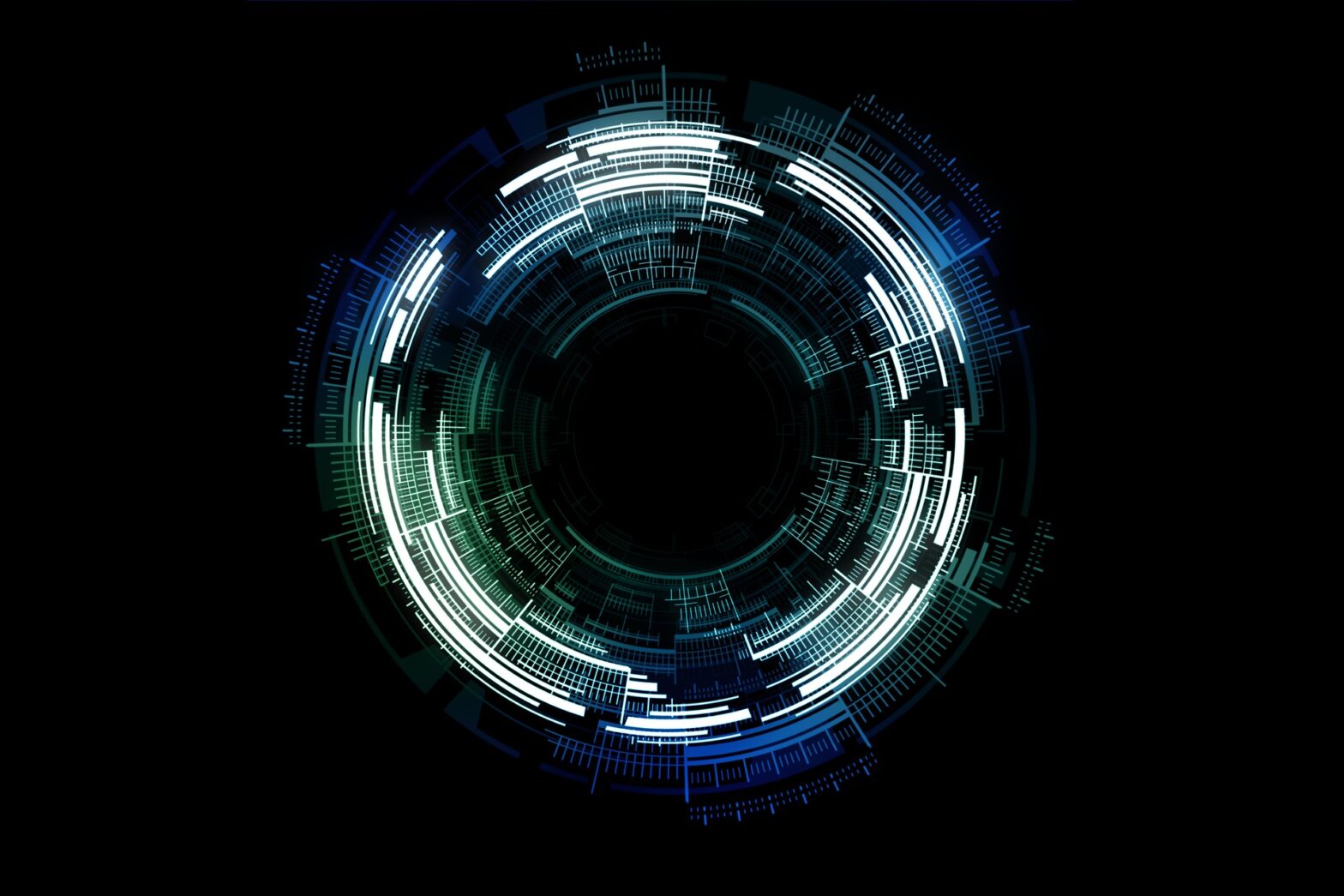 green blue white circular tech image